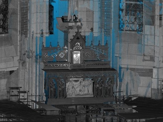 Nuage de points 3D de l'église Saint-Antoine à Angers par lasergrammétrie