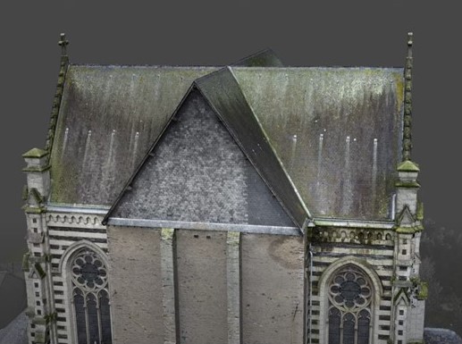 Nuage de points 3D de l'église Saint-Antoine à Angers, par photogrammétrie