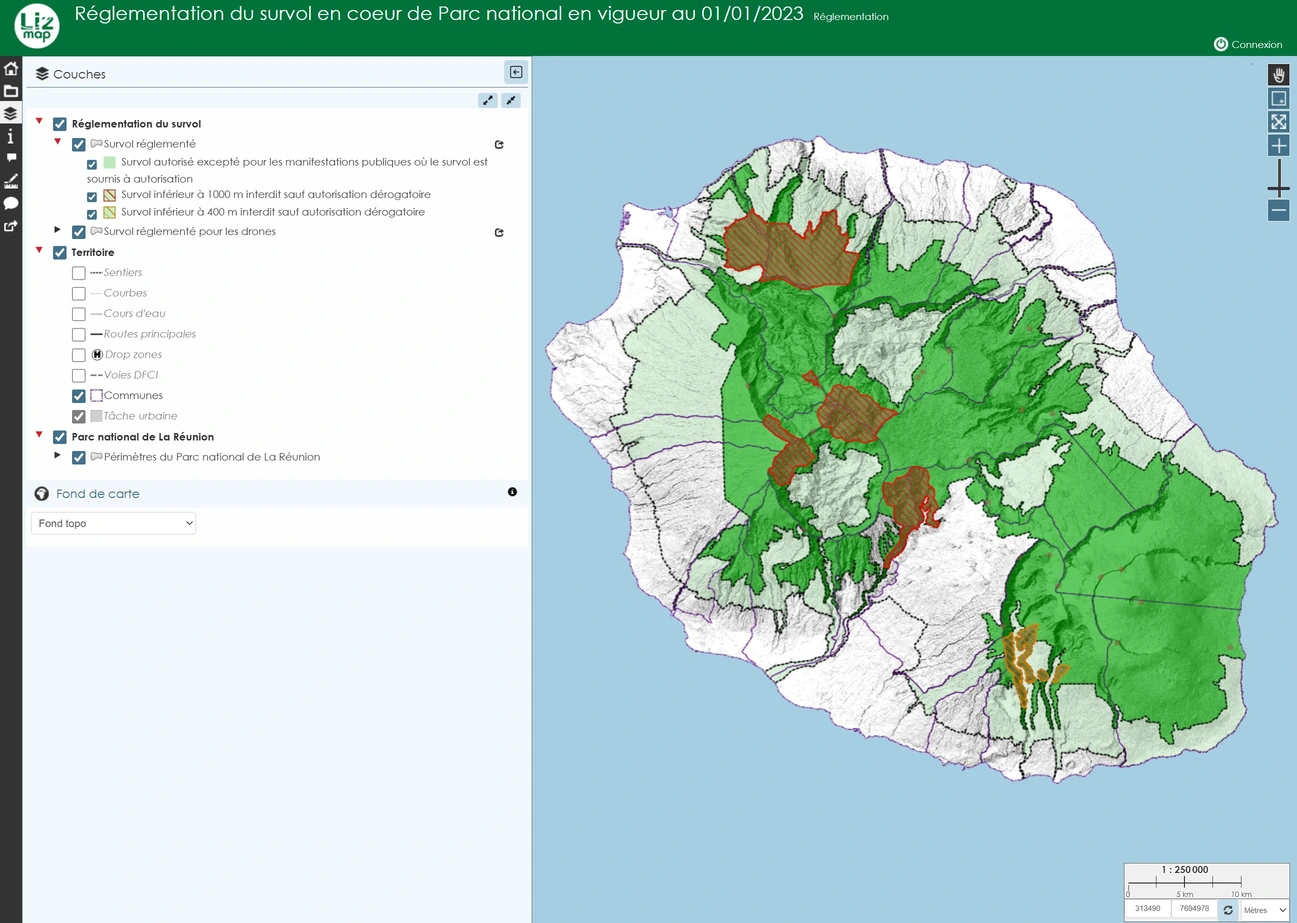 Restrictions de vol de drone dans le parc naturel de l'île de La Réunion